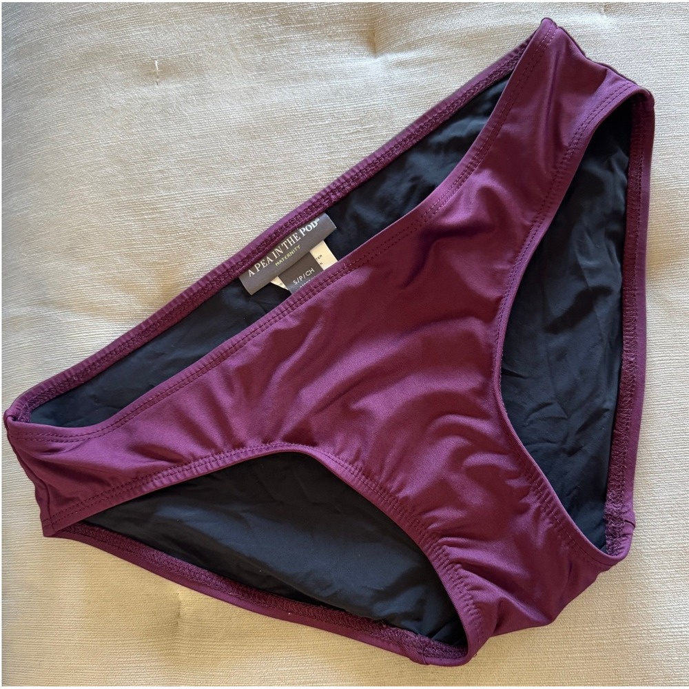 A Pea in the Pod Maternity Bikini Swim Bottom Small Burgundy Low Rise 69515